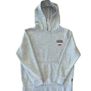 Vans Youth M Gray Pullover Hoodie White Dark Red Front Back Off The Wall Logo